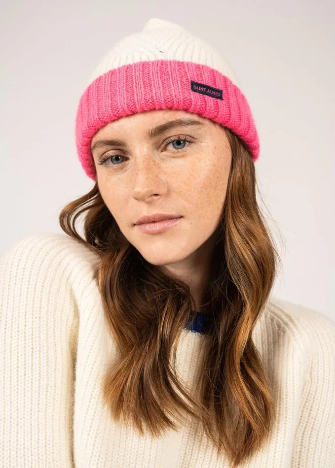 Accessories Hats and Beanies Saint James HAUBAN Winter White Neon Pink