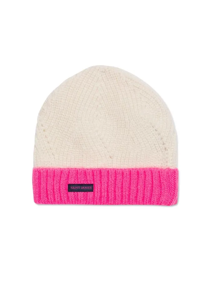 Accessories Hats and Beanies Saint James HAUBAN Winter White Neon Pink