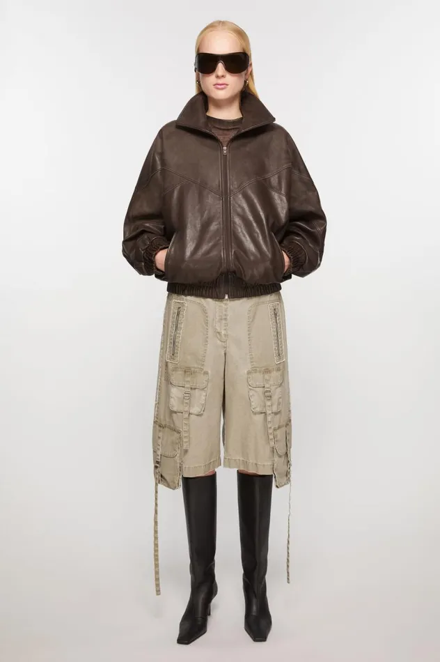 Acne Studios Cargo Shorts Khaki Beige Women Shorts