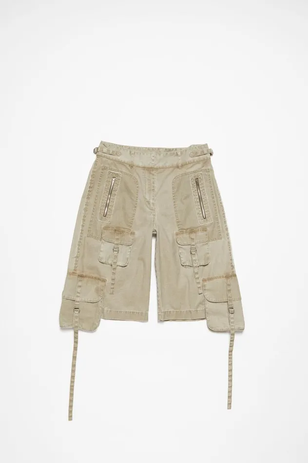 Acne Studios Cargo Shorts Khaki Beige Women Shorts