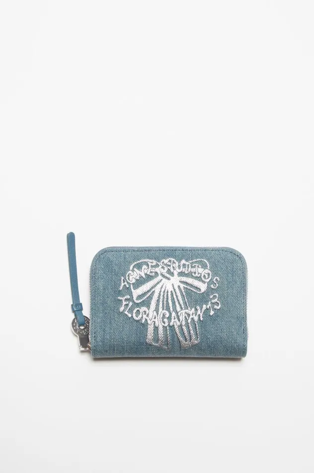 Acne Studios Denim Zip Wallet Dusty Blue Men Small Leather Goods