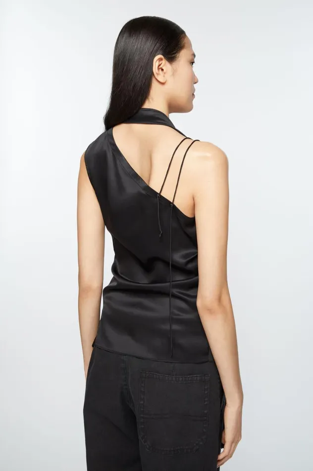 Acne Studios Fringe Wrap Blouse Black Women Shirts and Blouses