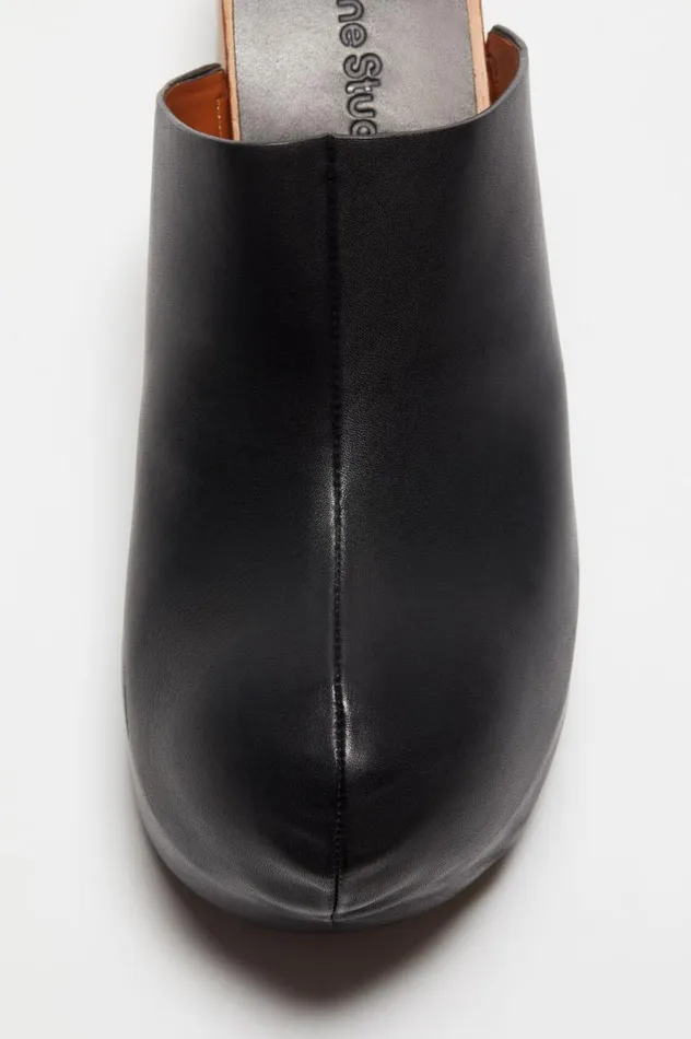 Acne Studios Leather Wood Clogs Black Women Shoes