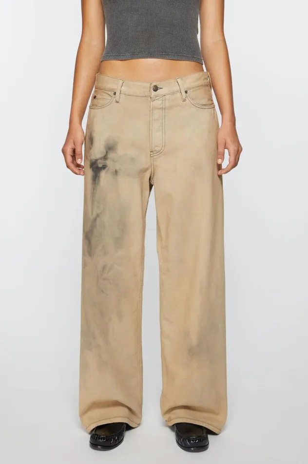 Acne Studios Loose Fit Jeans 8211 1981F Beigeblack Women Jeans