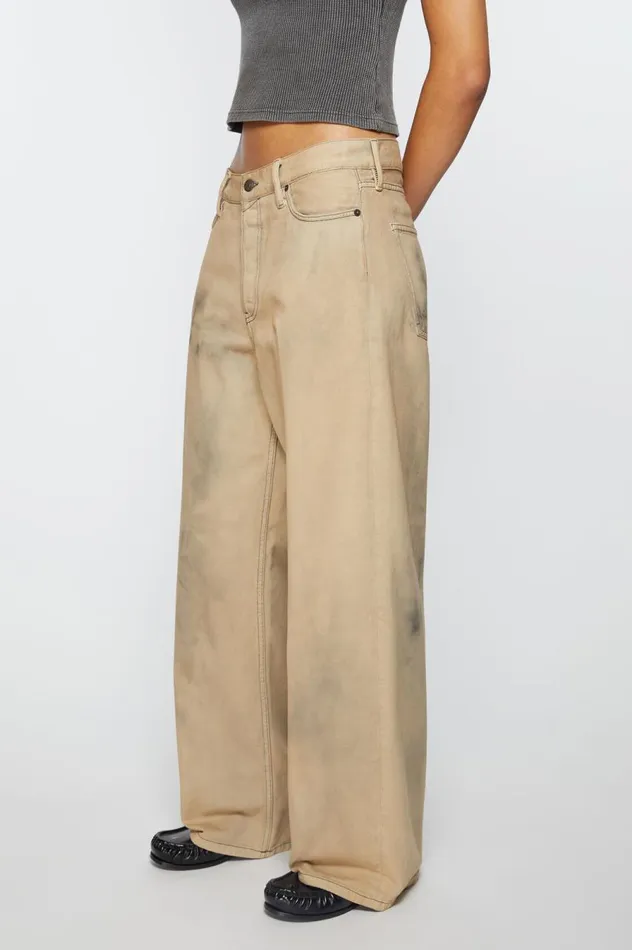 Acne Studios Loose Fit Jeans 8211 1981F Beigeblack Women Jeans