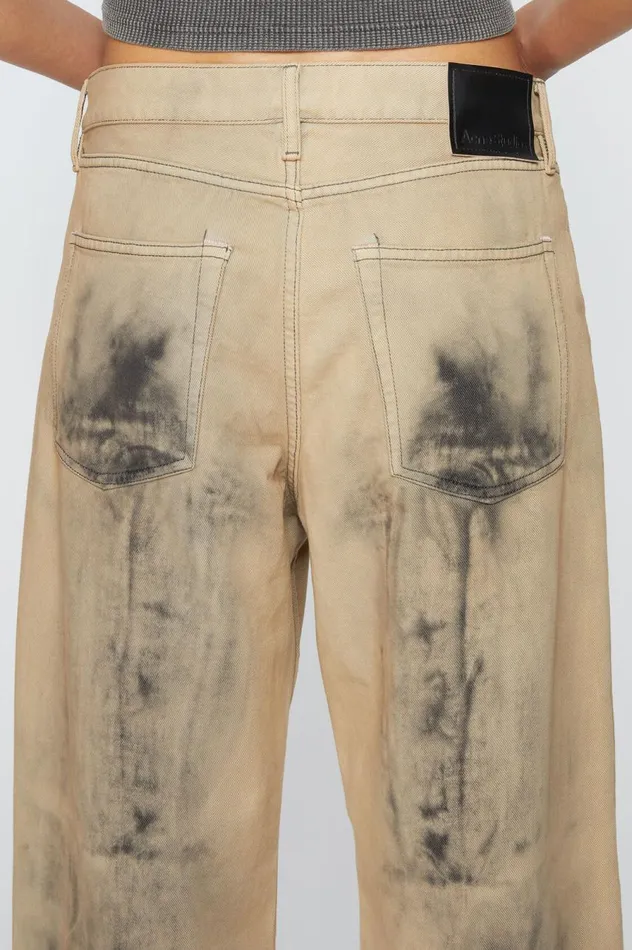 Acne Studios Loose Fit Jeans 8211 1981F Beigeblack Women Jeans