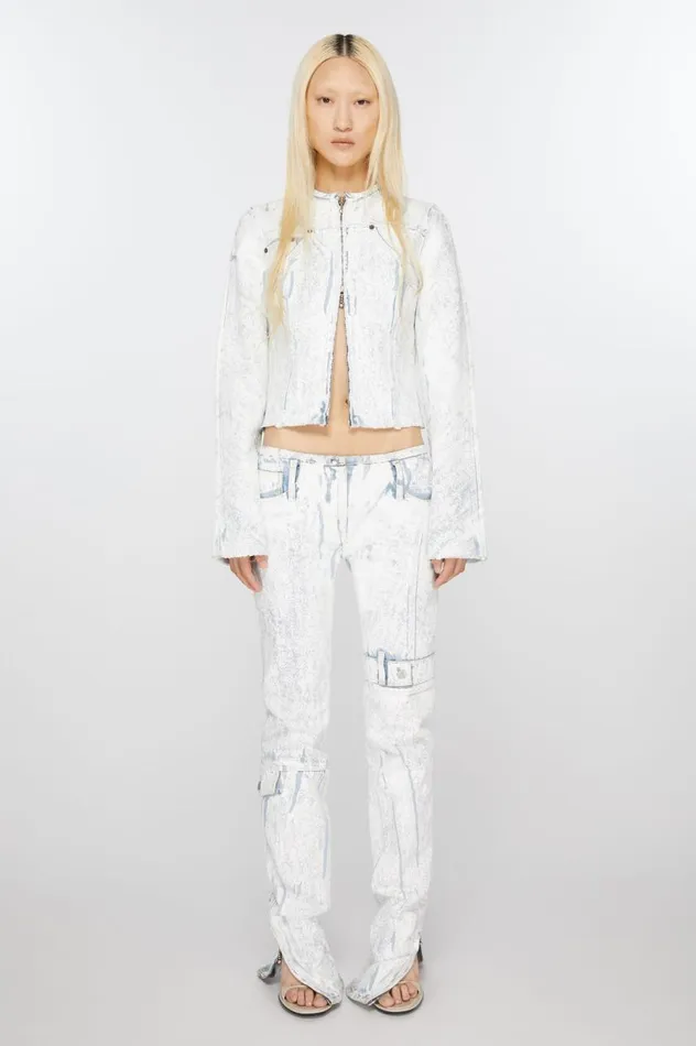 Acne Studios Pigment Print Denim Jacket Light Blue Women Outerwear