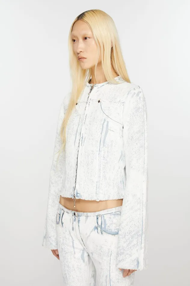 Acne Studios Pigment Print Denim Jacket Light Blue Women Outerwear