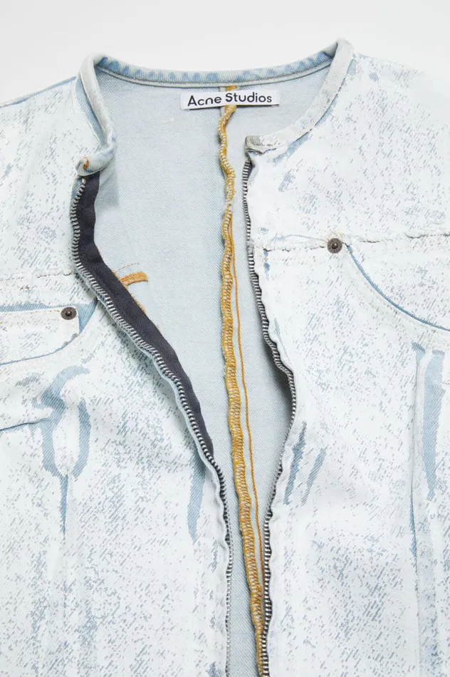 Acne Studios Pigment Print Denim Jacket Light Blue Women Outerwear