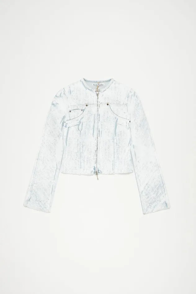 Acne Studios Pigment Print Denim Jacket Light Blue Women Outerwear