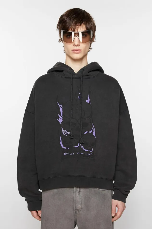 Acne Studios Printed Hooded Sweater Faded Black Women Sweatshirts