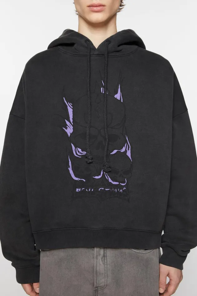 Acne Studios Printed Hooded Sweater Faded Black Women Sweatshirts