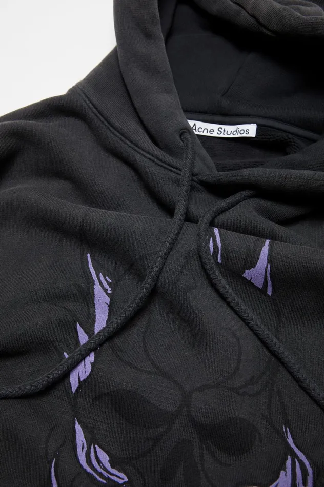 Acne Studios Printed Hooded Sweater Faded Black Women Sweatshirts