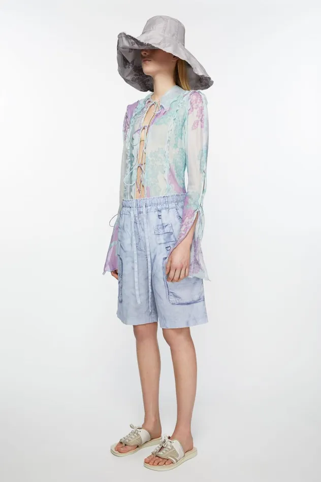 Acne Studios Printed Shorts Light Blue Women Shorts
