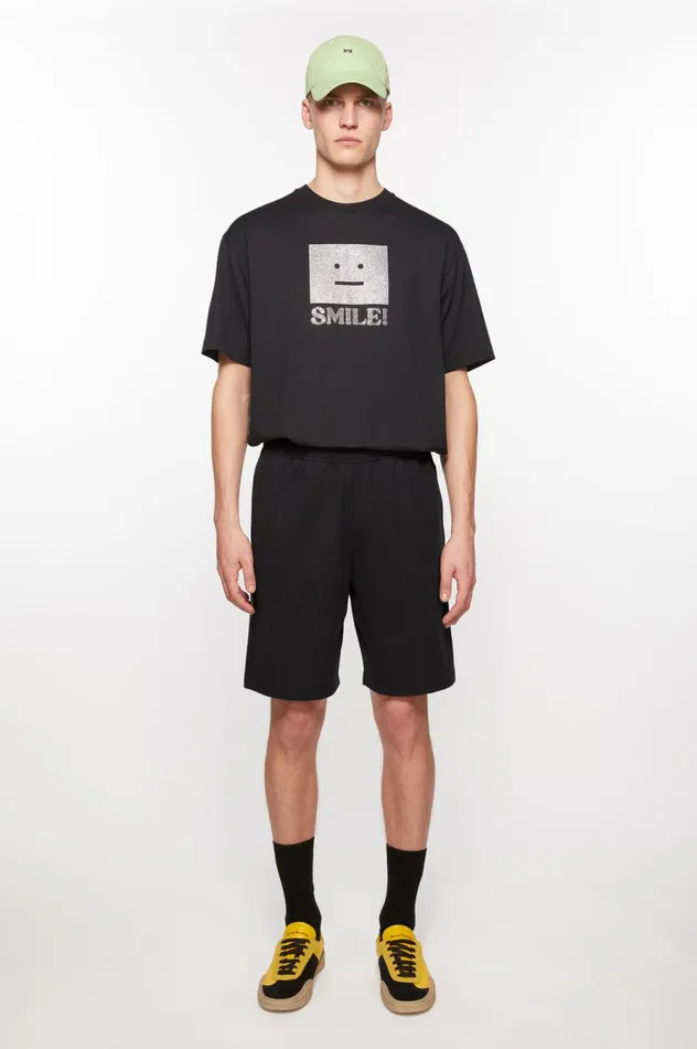 Acne Studios Printed Sweat Shorts Black Men Shorts