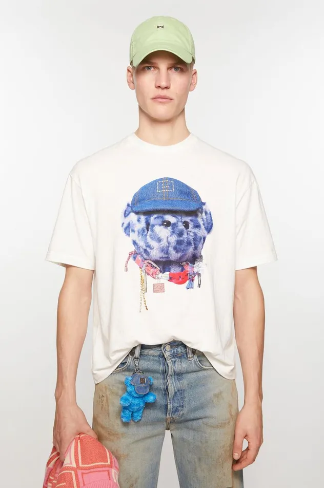 Acne Studios Printed Tshirt 8211 Relaxed Fit Optic White Men Tshirts