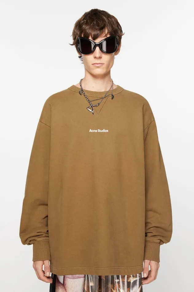 Acne Studios Stamp Logo Sweater Mud Beige Men Sweatshirts