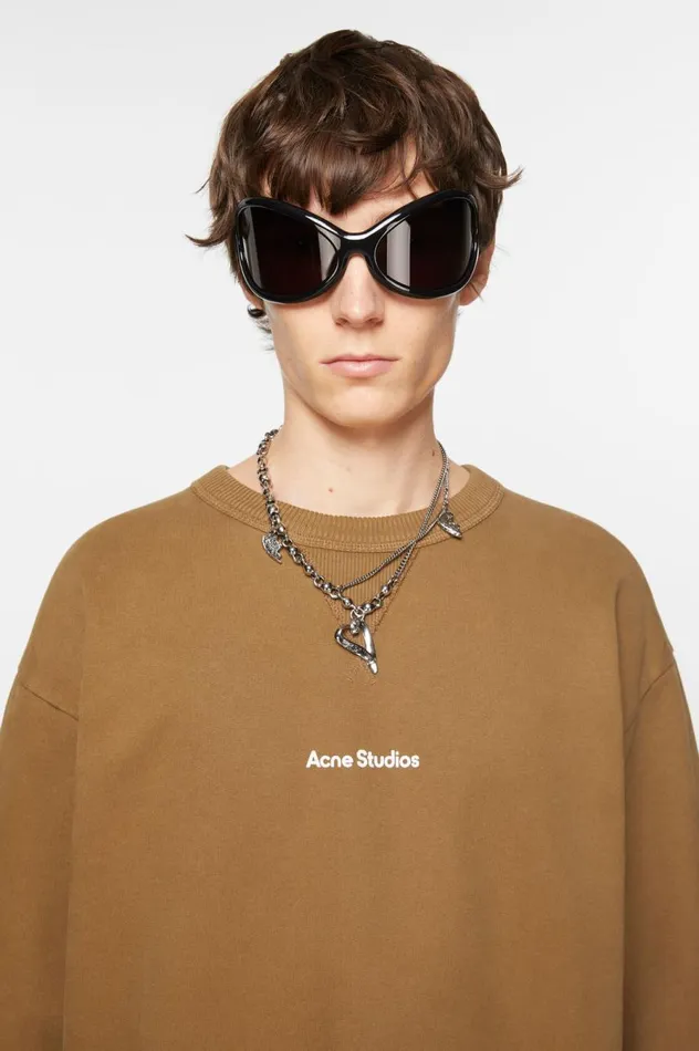 Acne Studios Stamp Logo Sweater Mud Beige Men Sweatshirts