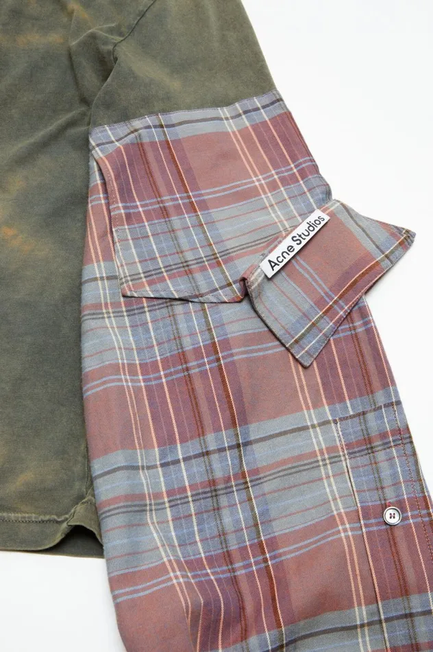 Acne Studios Tshirt Constructed Flannel Sleeves Bluemulti Men Tshirts