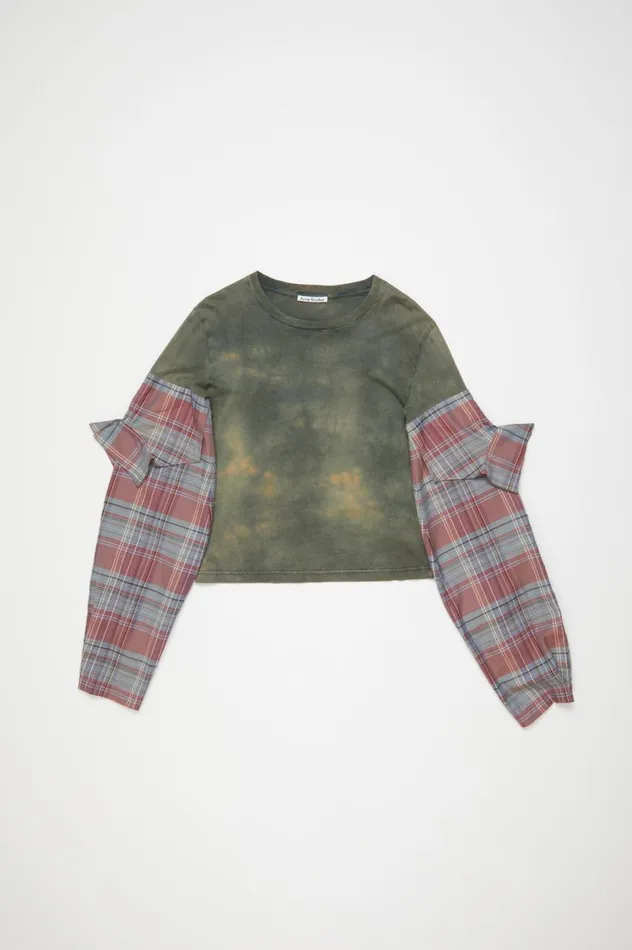 Acne Studios Tshirt Constructed Flannel Sleeves Bluemulti Men Tshirts