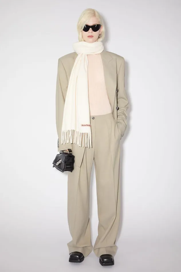 Acne Studios Tailored Herringbone Trousers Dusty Grey Women Trousers