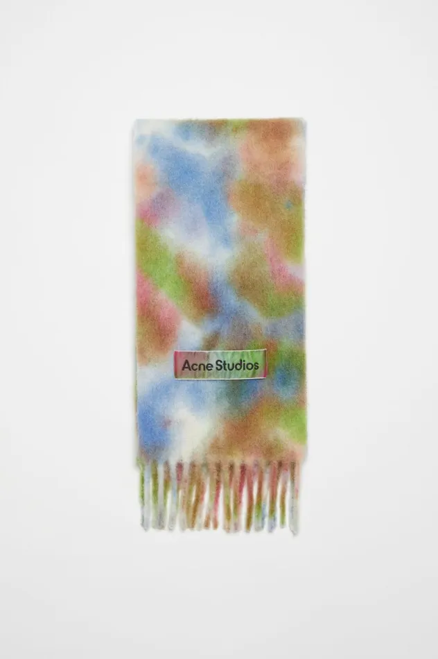 Acne Studios Tiedye Alpaca Wool Scarf Green Multi Men Scarves