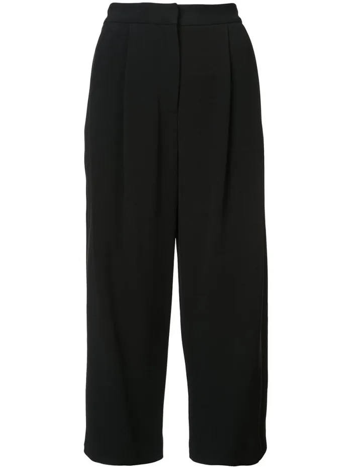 Adam Lippes Pants Pleat Front Culotte In Stretch Cady Black 8211 Women