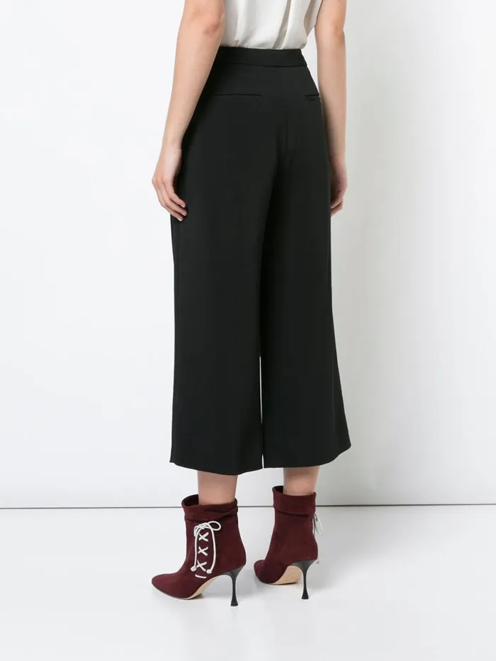 Adam Lippes Pants Pleat Front Culotte In Stretch Cady Black 8211 Women