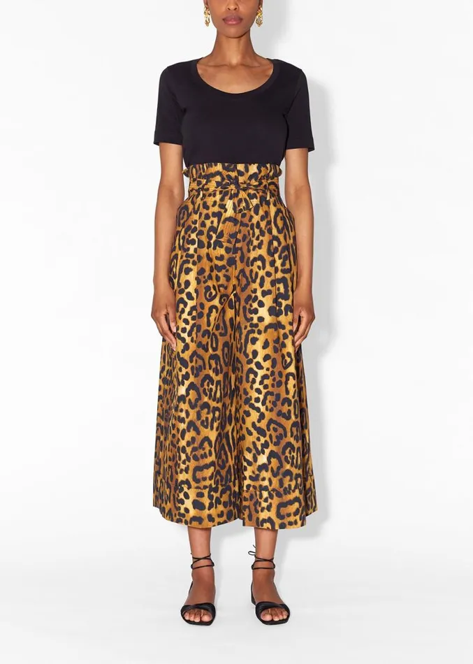 Adam Lippes Pants TieWaist WideLeg Culotte In Printed Poplin Jaguar 8211 Women Adam Lippes Pants TieWaist WideLeg Culotte In Printed Poplin Jaguar 8211 Women