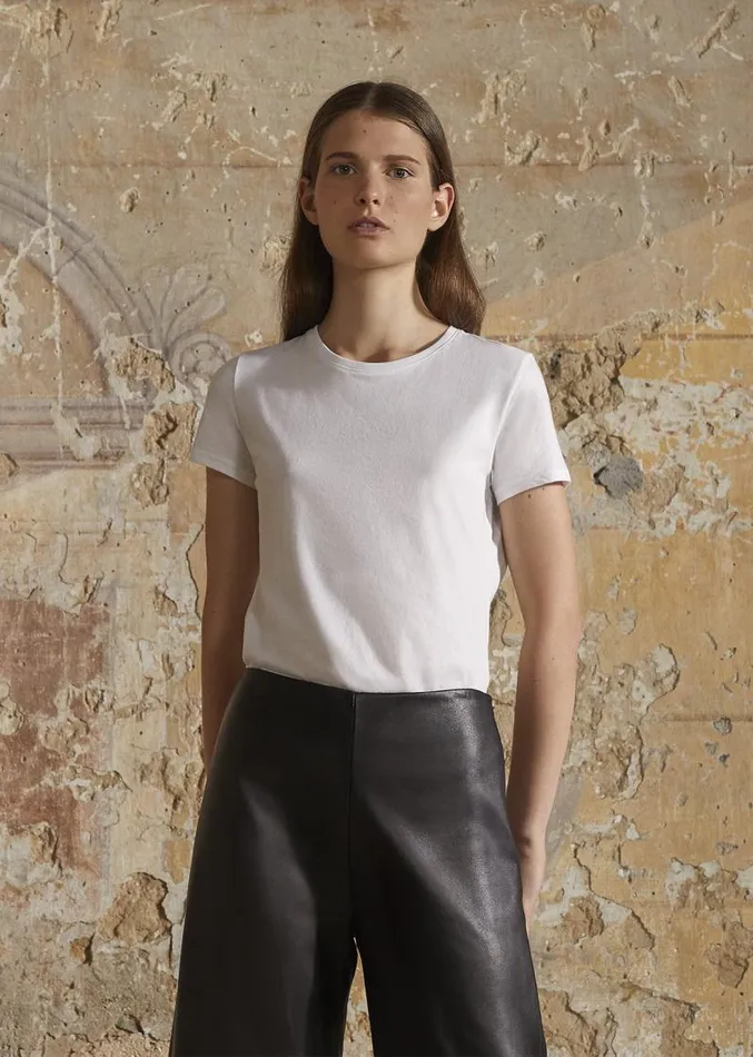 Adam Lippes Pima Cotton TShirts Short Sleeve Crewneck TShirt In Pima Cotton White 8211 Women