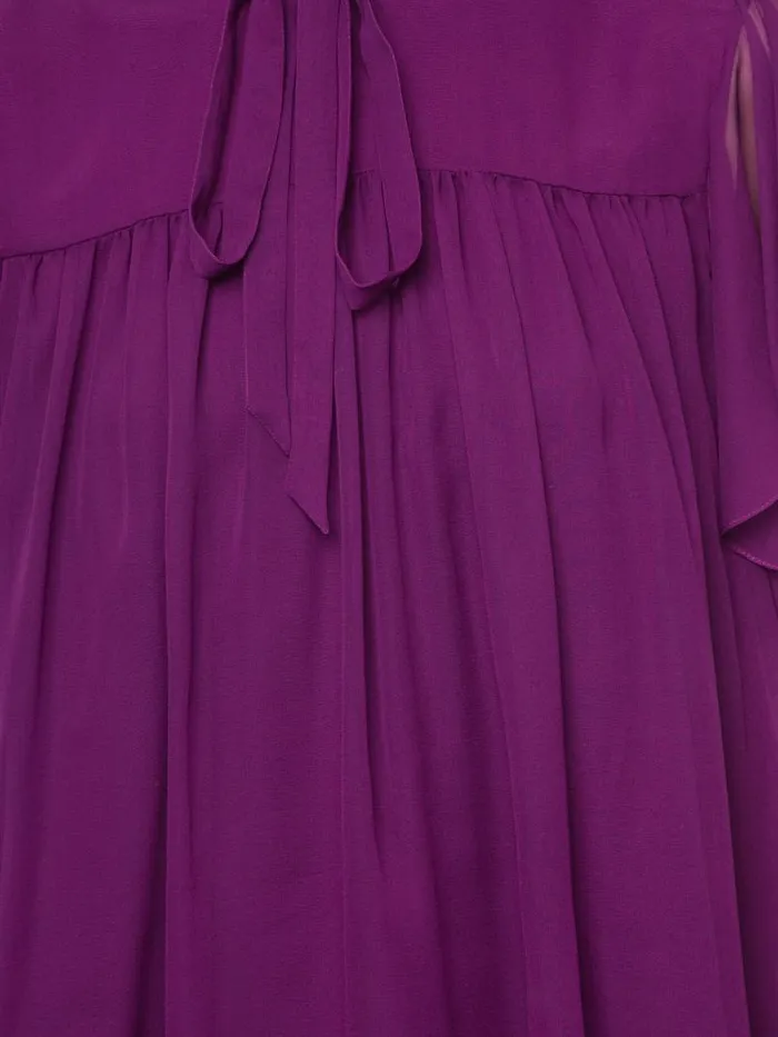 Adam Lippes Tops Flounce Sleeve Top In Silk Chiffon Violet 8211 Women