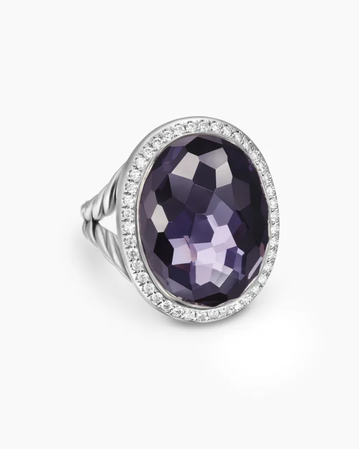 Albion Oval Ring In Sterling Silver With Diamonds 21mm Women David Yurman Statement