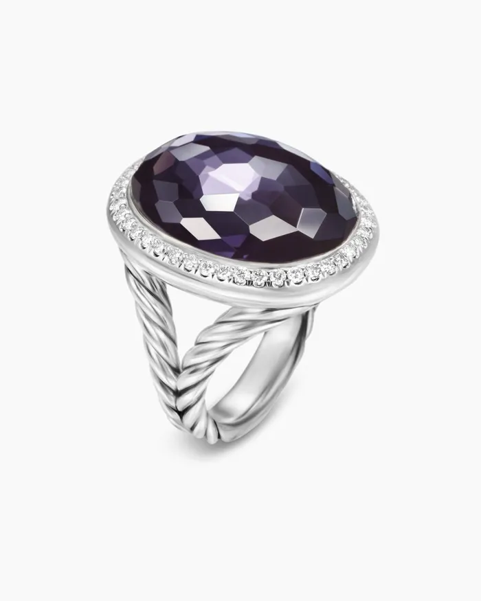Albion Oval Ring In Sterling Silver With Diamonds 21mm Women David Yurman Statement Albion Oval Ring In Sterling Silver With Diamonds 21mm Women David Yurman Statement