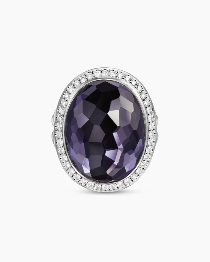 Albion Oval Ring In Sterling Silver With Diamonds 21mm Women David Yurman Statement Albion Oval Ring In Sterling Silver With Diamonds 21mm Women David Yurman Statement