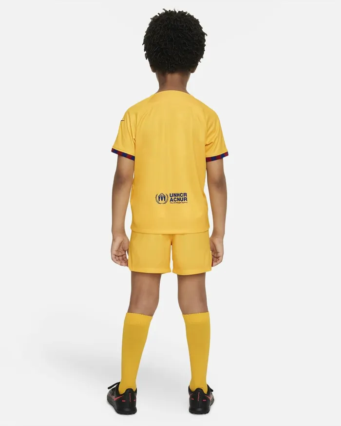 All Clothing Kids Nike FC Barcelona 202223 Fourth Amarillouniversity Reddeep Royal Blue
