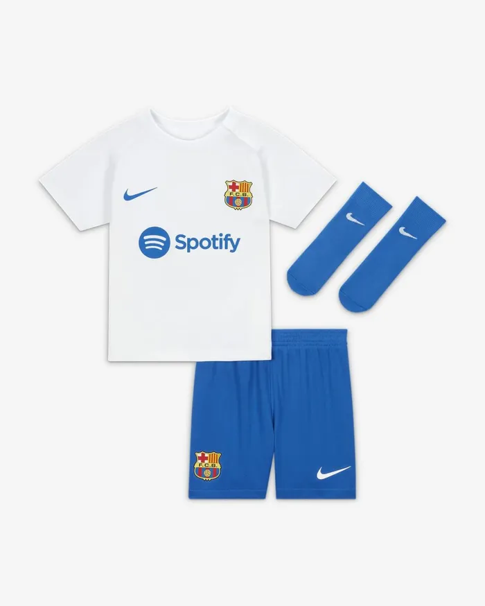 All Clothing Kids Nike FC Barcelona 202324 Away Whiteroyal Blueroyal Blue