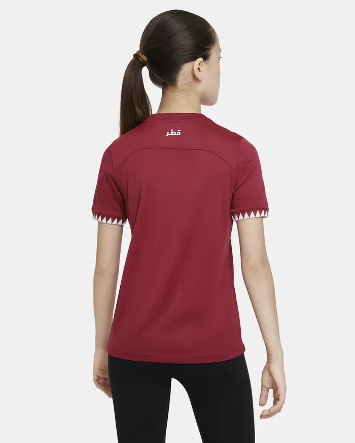 All Clothing Kids Nike Qatar 202223 Stadium Home Desert Maroonwhite
