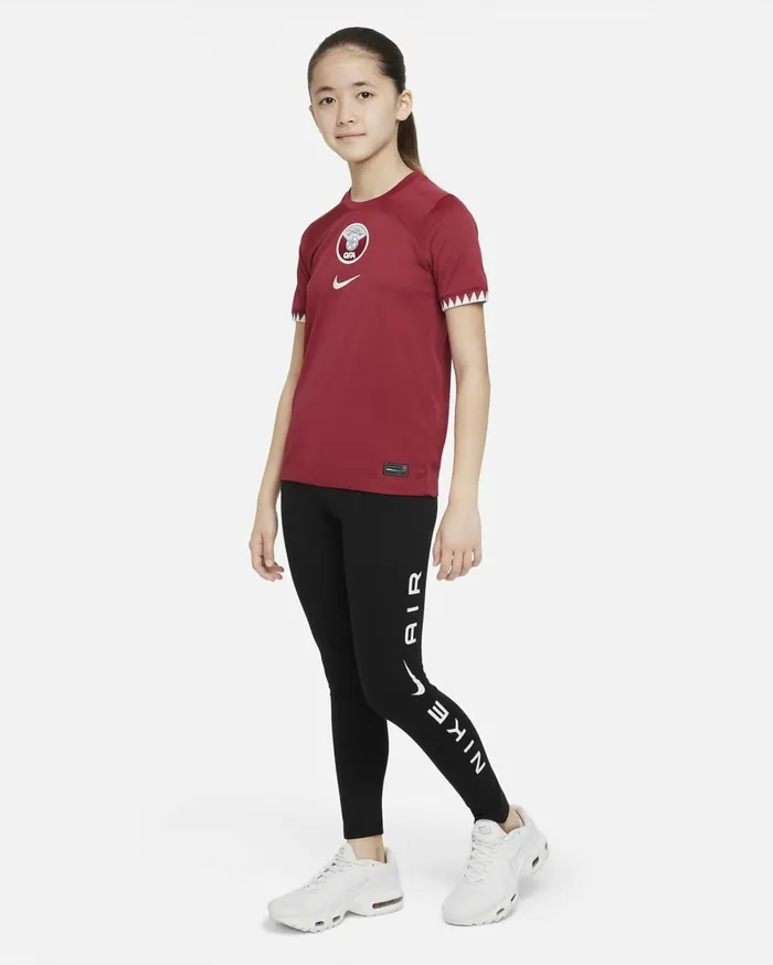 All Clothing Kids Nike Qatar 202223 Stadium Home Desert Maroonwhite