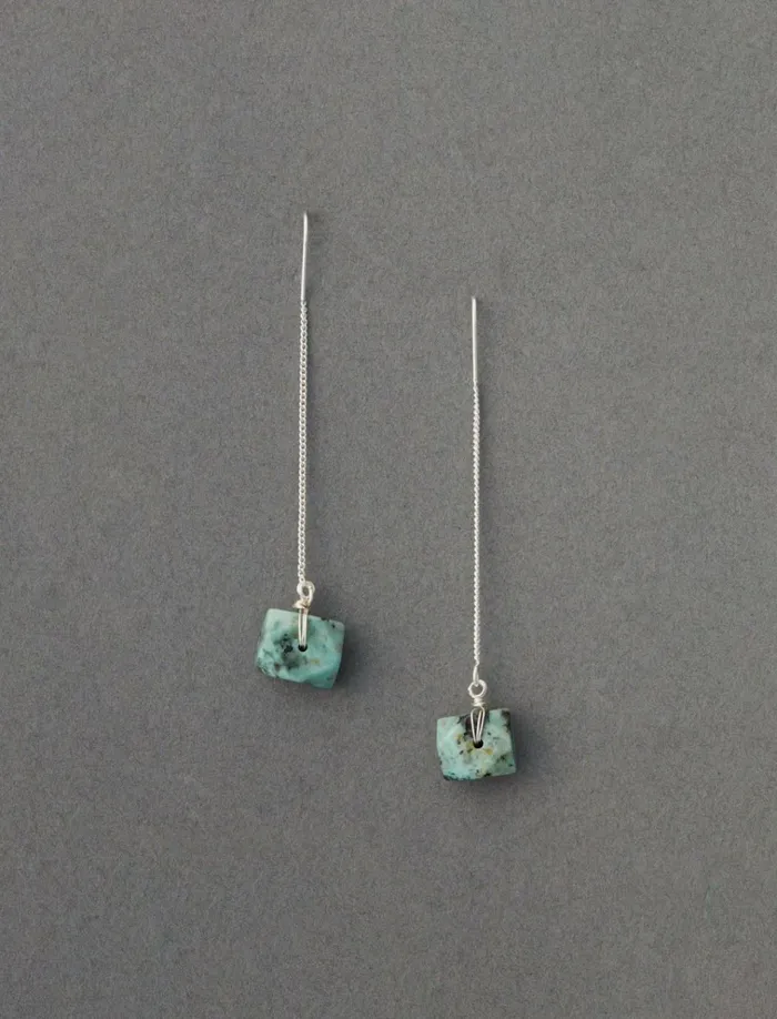 Amazonite Threader Earring Silver Women Lucky Brand Jewelry