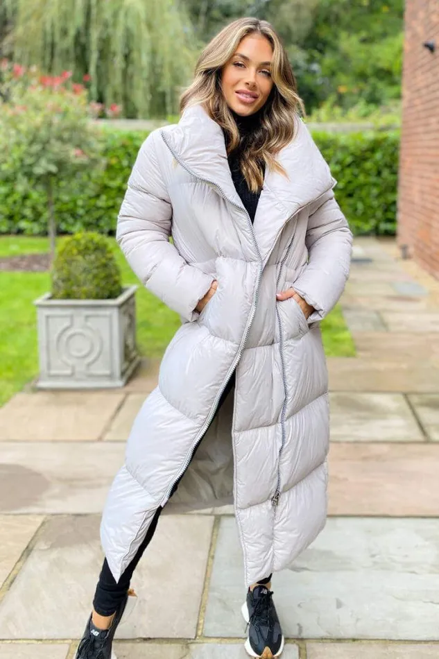 AX Paris Coats 038 Jackets Silver Wrap Puffer Coat