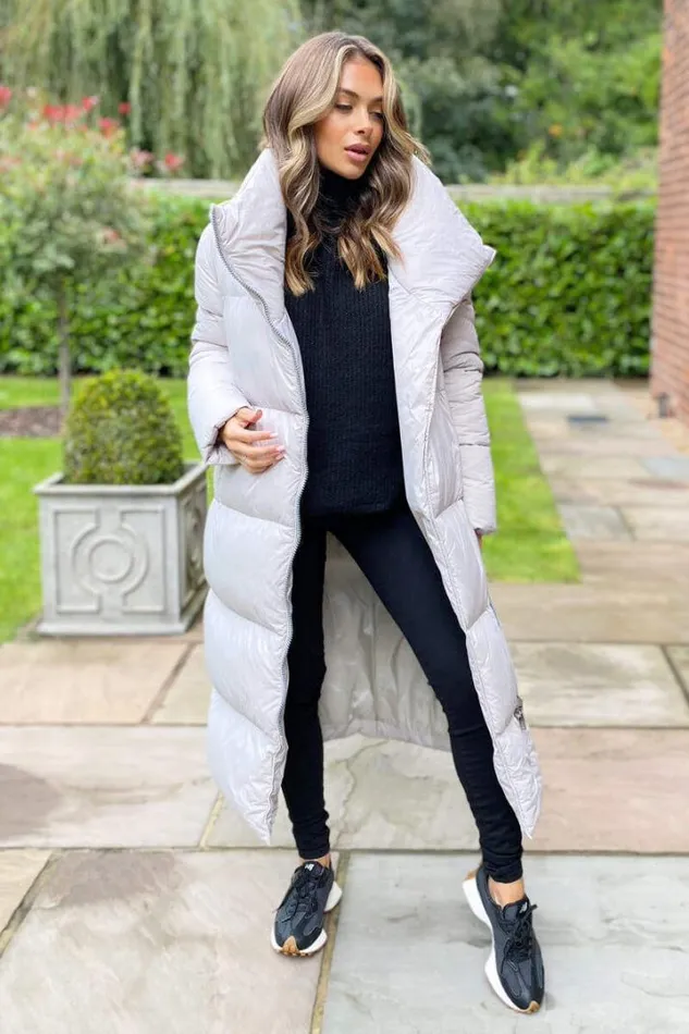 AX Paris Coats 038 Jackets Silver Wrap Puffer Coat