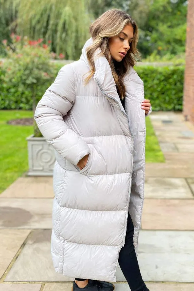 AX Paris Coats 038 Jackets Silver Wrap Puffer Coat