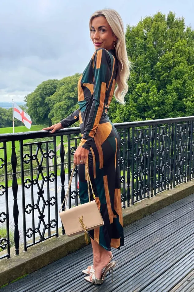 AX Paris Dresses Forest Geometric Print Long Sleeve Wrap Midi Dress