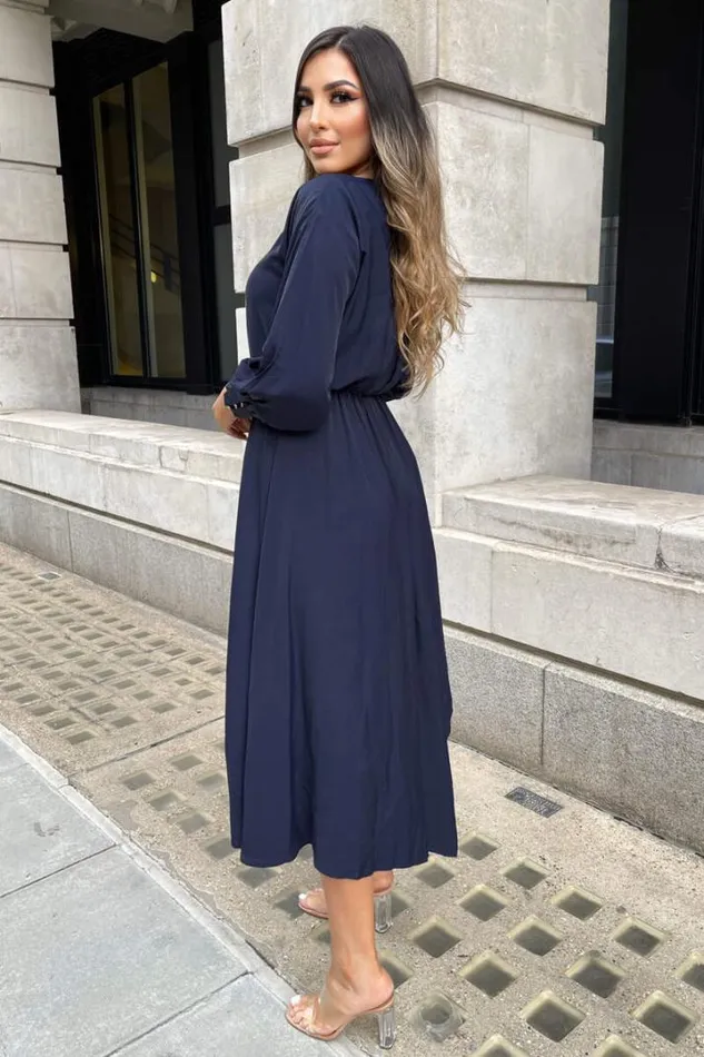 AX Paris Dresses Navy High Low Skirt Midi Dress