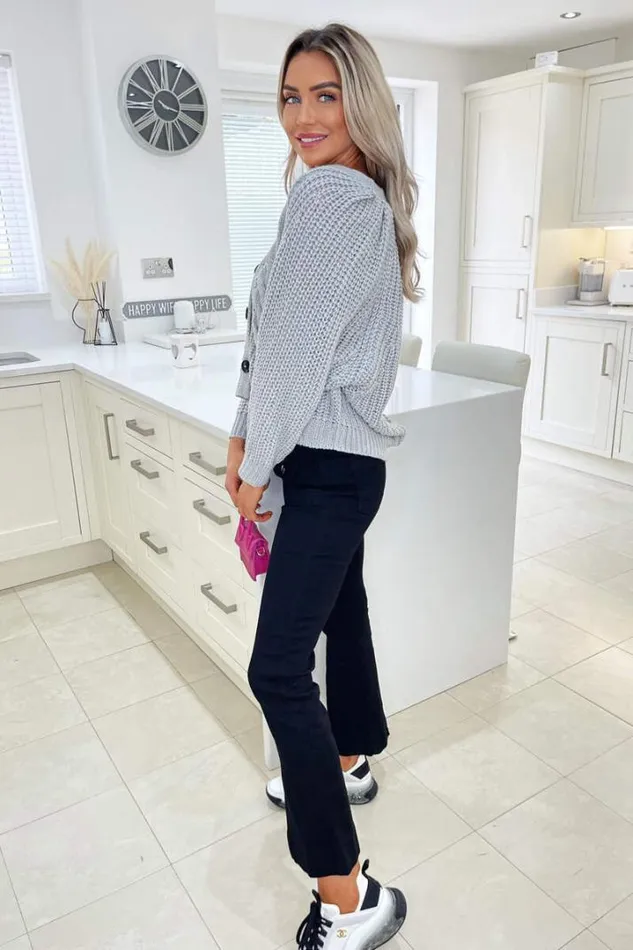 AX Paris Knitwear Grey Cable Knit Detail Cardigan