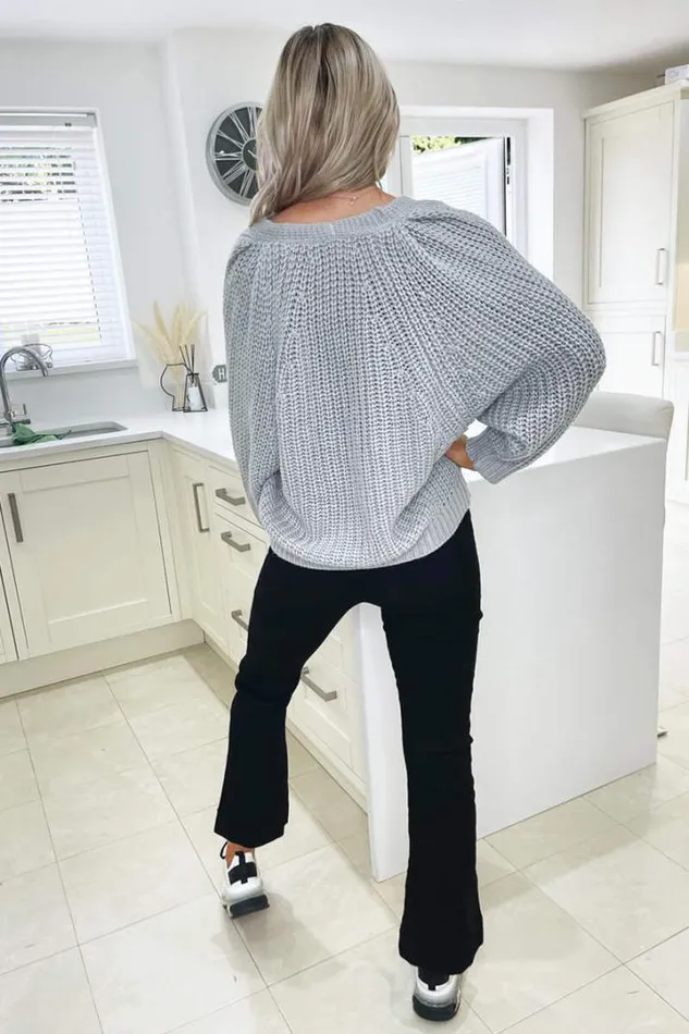 AX Paris Knitwear Grey Cable Knit Detail Cardigan