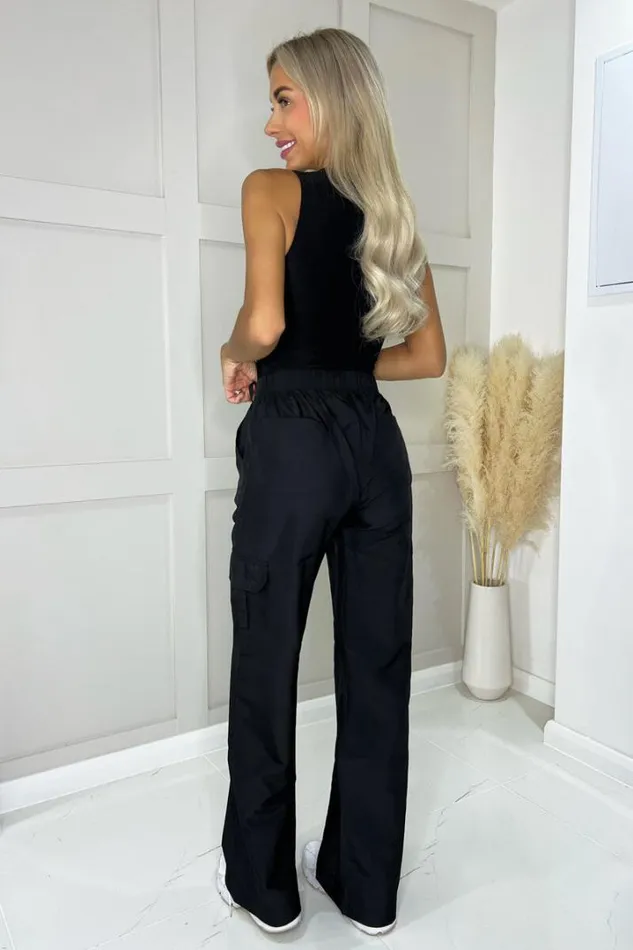 AX Paris Loungewear Black Wide Leg Cargo Pants