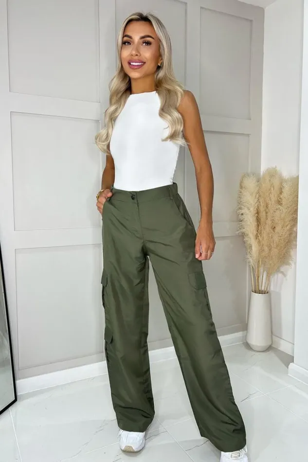 AX Paris Loungewear Khaki Wide Leg Cargo Pants