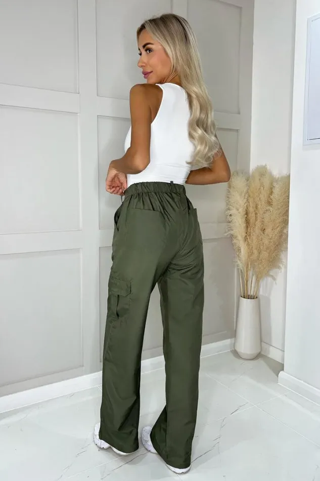 AX Paris Loungewear Khaki Wide Leg Cargo Pants