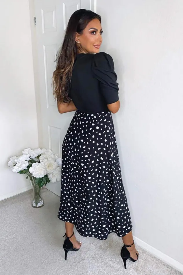 AX Paris Midi Dresses Black 2 In 1 Wrap Over Printed Dress